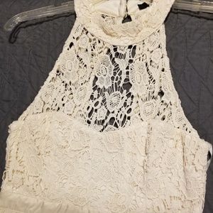 Cream lace and sheer maxi dress